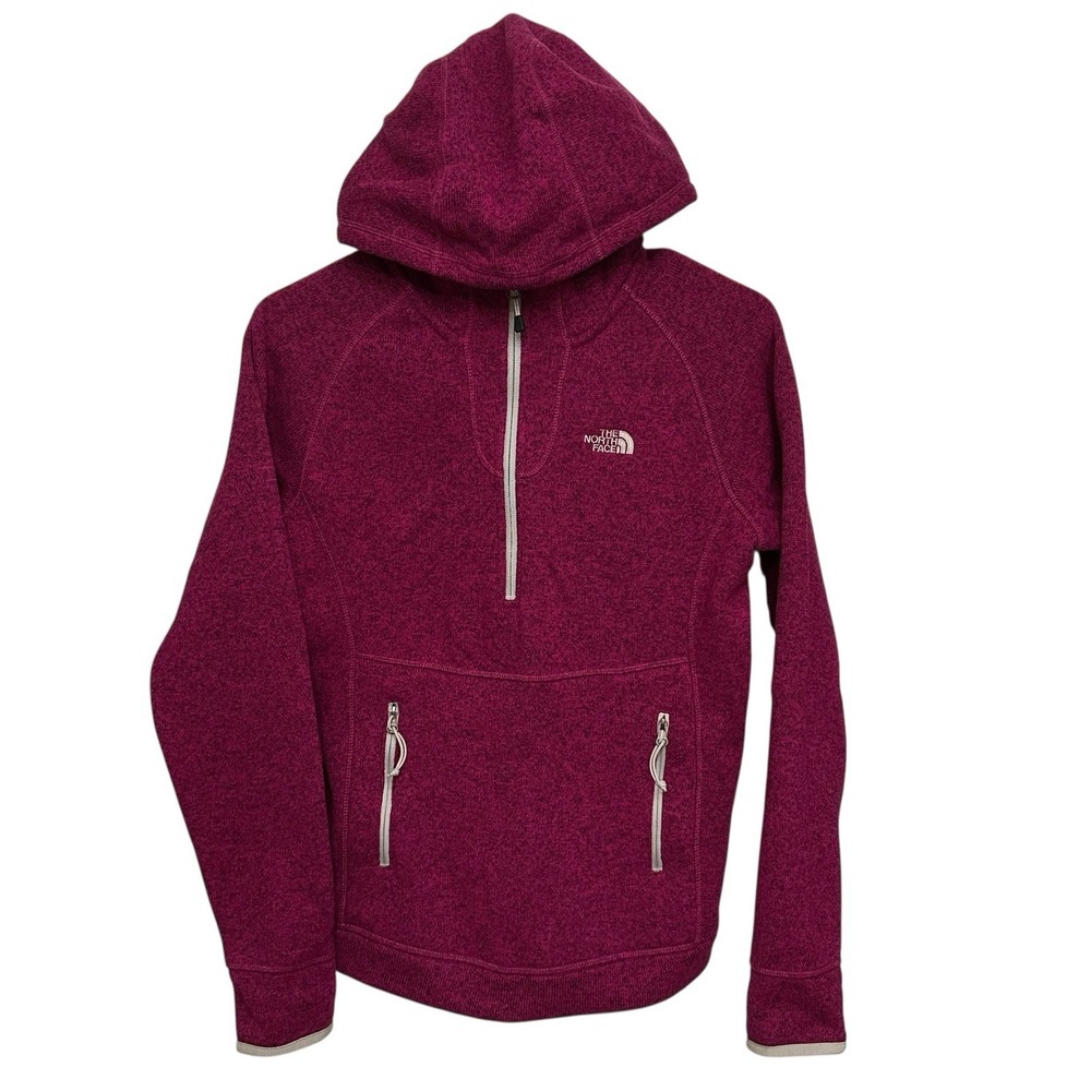 The North Face 1/4 Zip Zip Pockets Hooded Sweatshirt Women's Sz S Pink‎ Jacket
